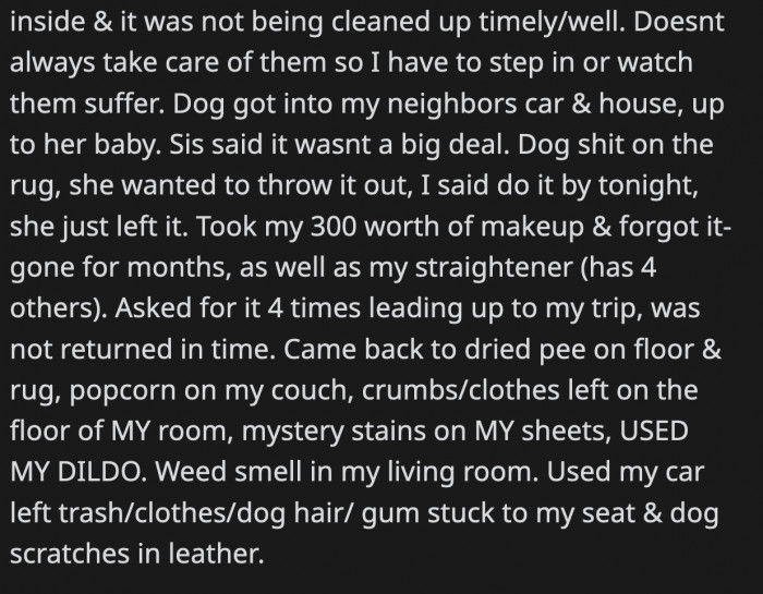 After OP invited her to live with her, she set rules and boundaries that her sister broke