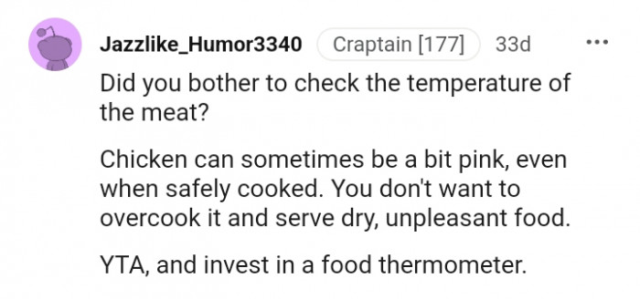 Chicken can sometimes be a bit pink