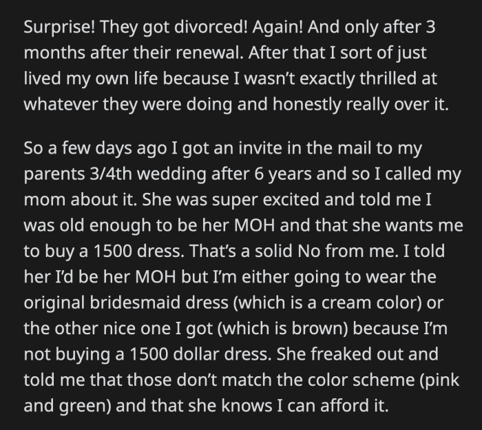 OP's mom called her a spoiled brat who was wasting her privilege.