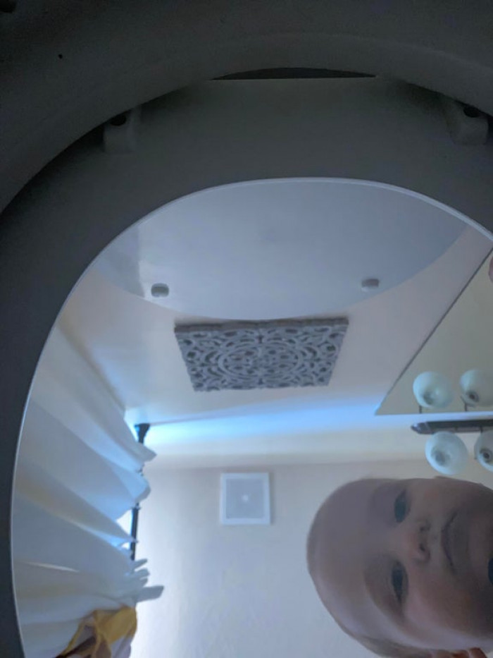 12. We found my wife’s phone in the toilet yesterday. We weren’t sure which of our three kids put it there... until my wife scrolled through her pictures today.