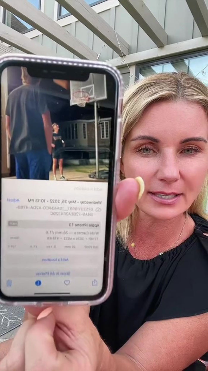 She then demonstrates how anyone can check if their child is actually telling the truth—using the information embedded in the photo they send.