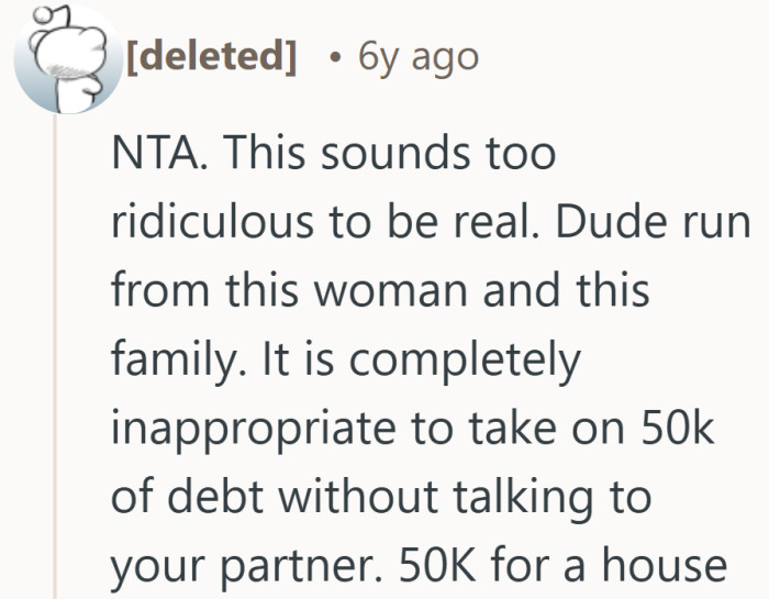 Taking on 50K without a conversation would rattle most couples, no matter how strong they are.