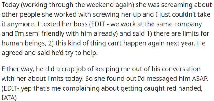 OP communicated with her supervisor to establish boundaries for all employees, and the supervisor consented, but OP's spouse found out about this.