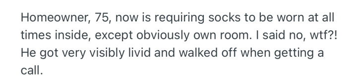 OP's landlord suddenly informed them that they will now be required to wear socks within the house. However, OP isn't comfortable with this new rule
