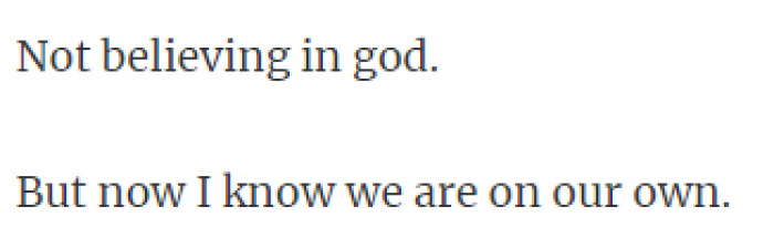 22. Not beliveing in god