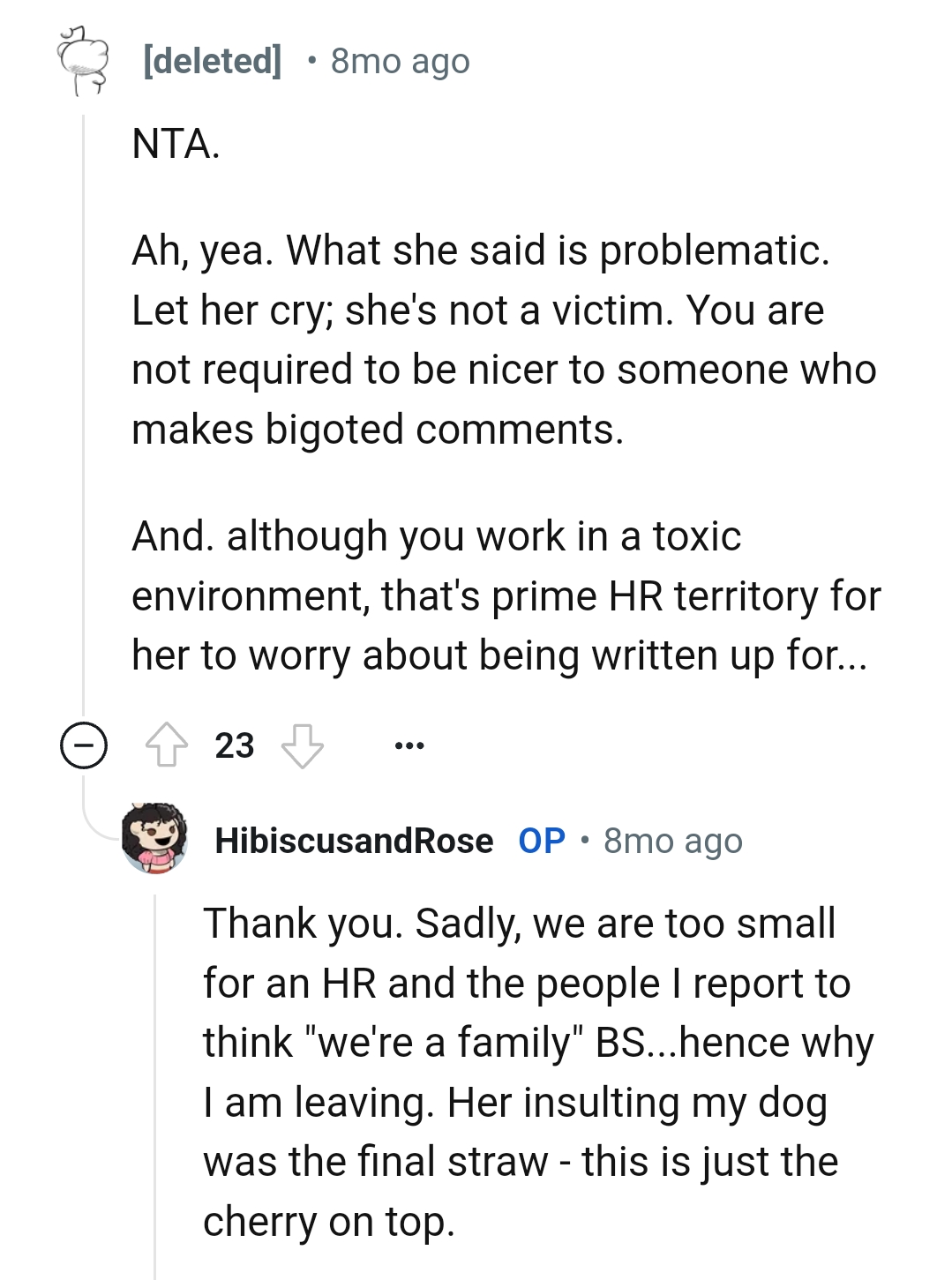 The OP works in a toxic environment