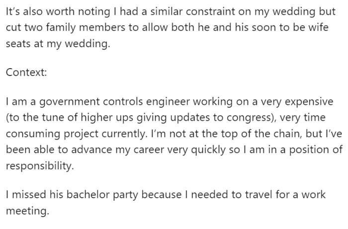 OP originally decided not to attend the wedding.