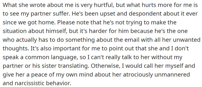 Her boyfriend disagrees with his mother, but he isn't sure how to respond: