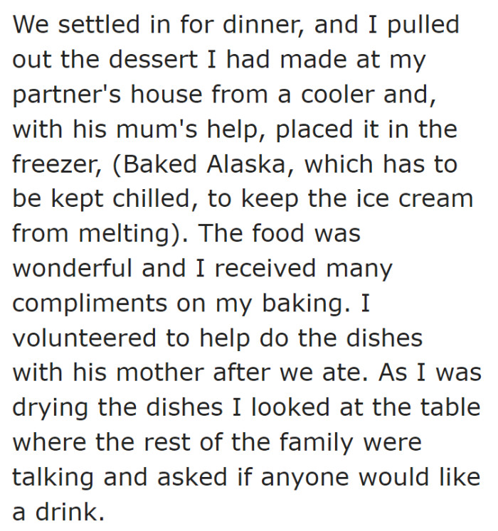 Then she gets into the story, explaining what she was doing and what she said that triggered this.