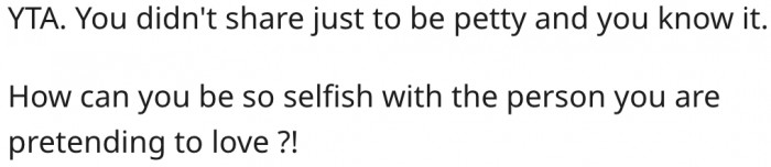 6. It makes no sense that she's being selfish to someone she claims to love.