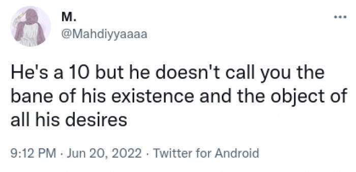 3. Well, I mean, clearly he's a solid 3 then because he doesn't appreciate all of your greatness.