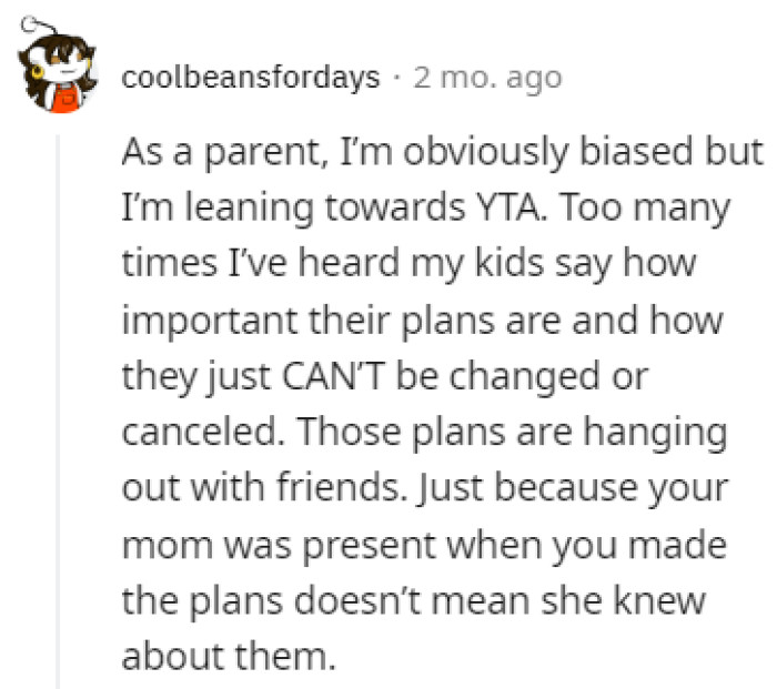 This parent doesn't agree with OP