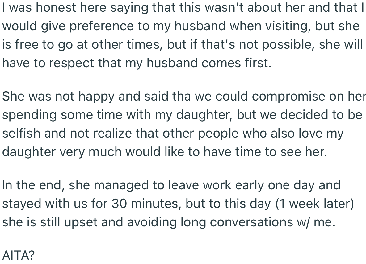 Despite Her Sister’s Insistence, OP Made It Clear That She Would Always Give Preference to Her Husband