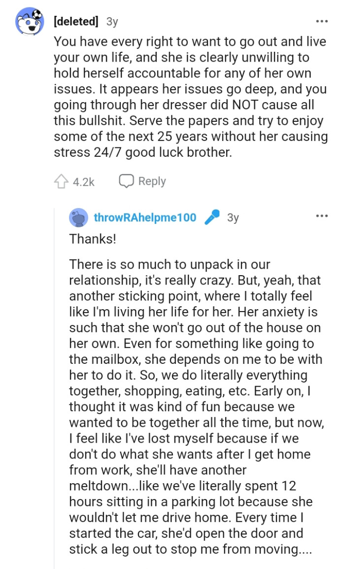 It appears her issue goes deeper than the OP thinks