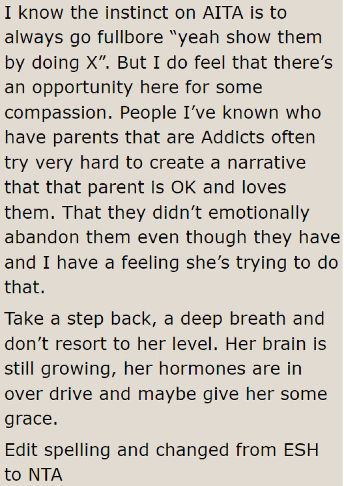A user advises the OP to act with compassion, especially when an opportunity arises.