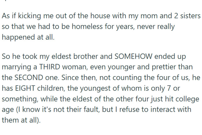 Nearly two decades later, the father, wealthy and remarried with more children, unexpectedly reached out to OP.