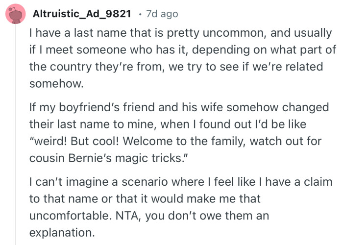 “NTA, you don’t owe them an explanation.”