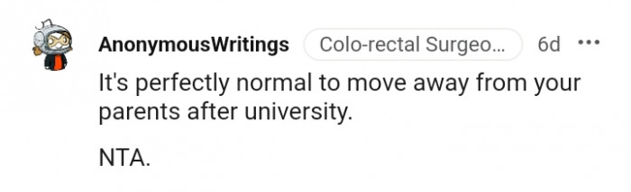 It's normal to move away from your parent's after schooling