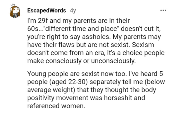 It seems that young people are sexist now