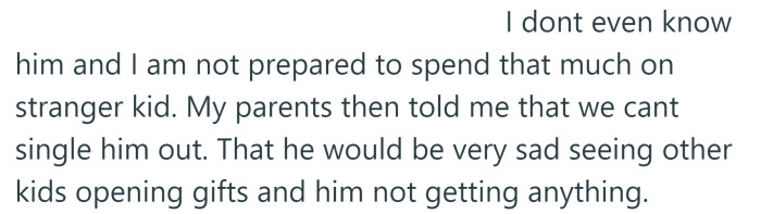 The Redditor says he doesn't even know the child.