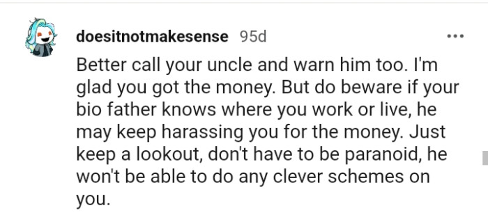 OP should keep a lookout