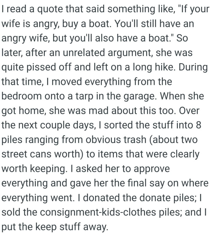 OP asked her to approve everything and gave her the final say on where everything went