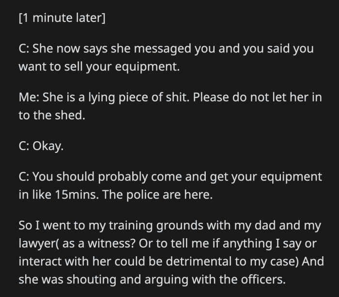 Her mom kept yelling that the cops couldn't do anything because OP was her daughter.
