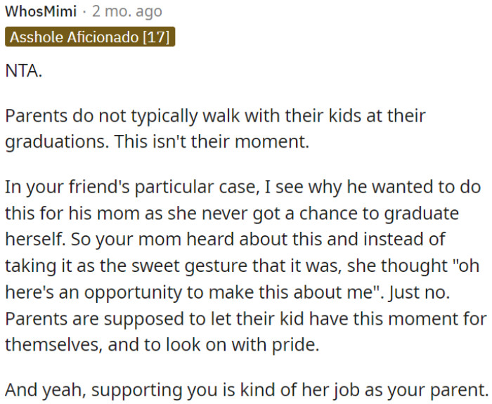 Parents should let their kids have their own moment and show pride in their accomplishments