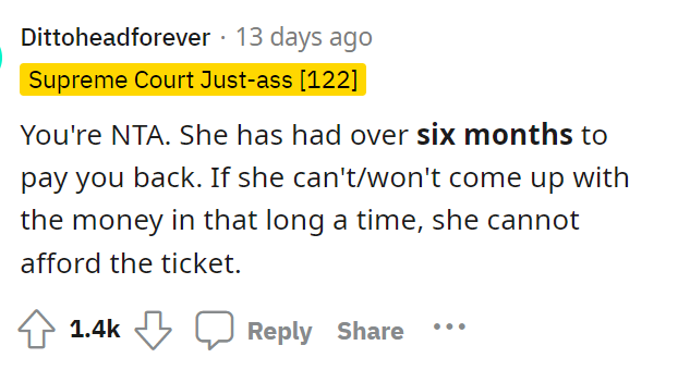 Of course, people came to the comments, and many of them told OP that she was NTA in this situation, and we agree.