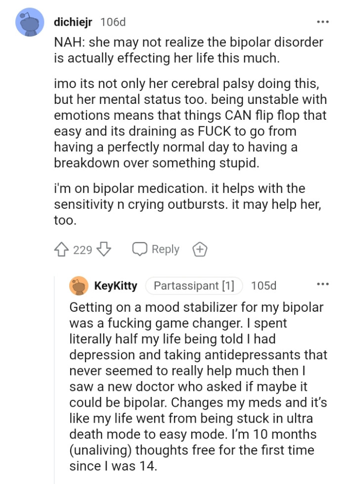 It's not only her cerebral palsy doing this