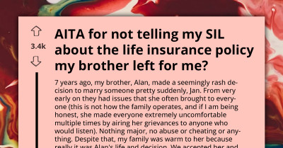 Redditor Feels Guilty For Not Telling Her Sister-In-Law About Her Late Husband's Life Insurance Policy