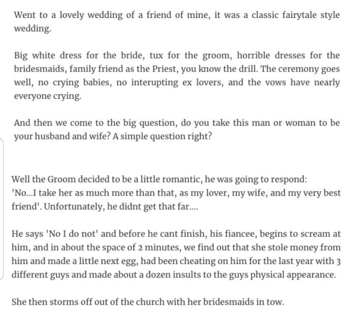 11. It wasn’t a great wedding, but at least it was a great party