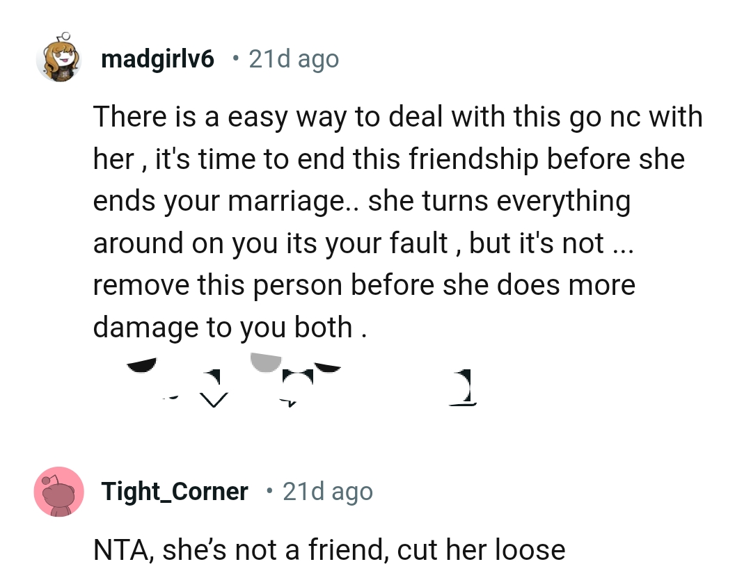 Removing this person before she ends OP's marriage