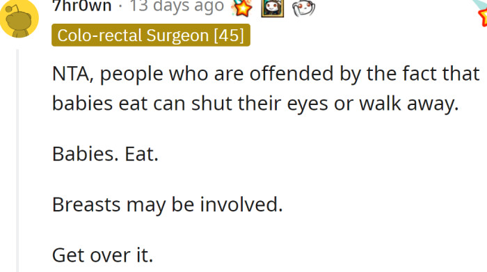 People shouldn't be offended by the fact that babies need to eat