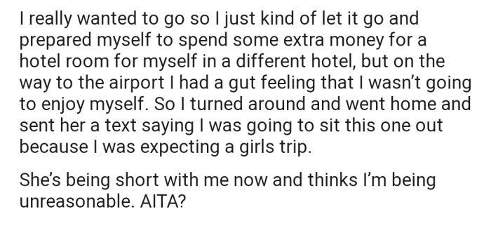 In the end, OP listened to her gut feeling and decided to cancel since it was no longer the 