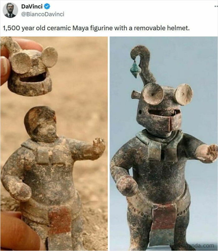 "1,500-Year-Old Ceramic Maya Figurine with a Removable Helmet"