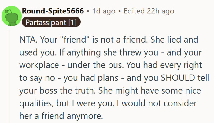 Friendship status: revoked. You can’t spell “coworker drama” without “oops, I lied.”