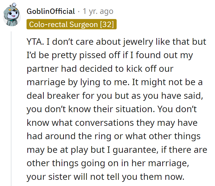 Lies at the altar? Not the kind of carat anyone signed up for.