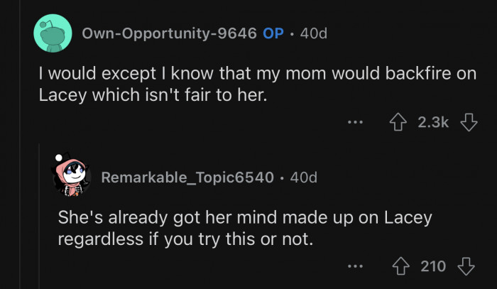 Whatever OP does, it will always backfire on his girlfriend.