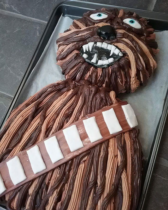 3. Throwback To That Time I Tried My Hardest To Make My Larry A Chewbacca Cake And Failed Woefully At It
