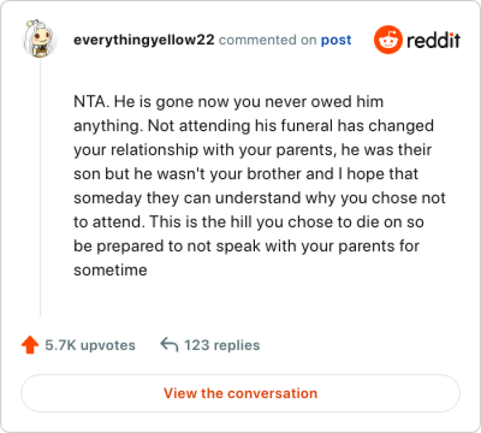 Many people came to the comments to let them know that OP is not in the wrong.