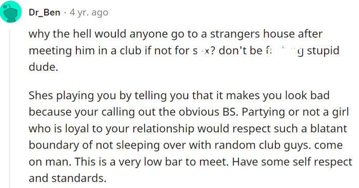 Don't be naive; have self-respect and standards