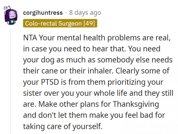 19. OP's mental health problems are real and OP's parents need to realize that