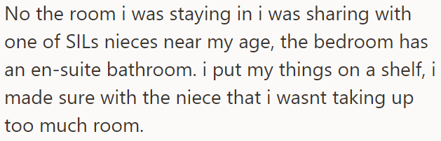 The OP brought his skincare products with him and put them in a bathroom: