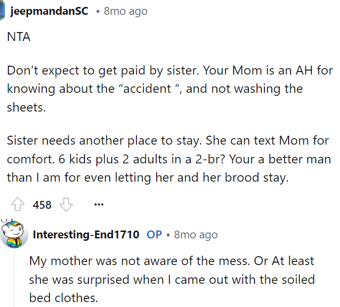 People immediately came to the comments to let her know that she was not in the wrong here, but not to expect anything from her sister, essentially.