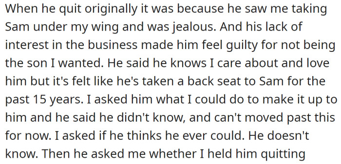 John explained to him why he had quit in the first place: