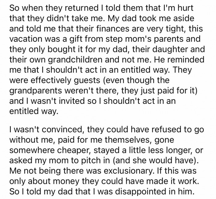 OP shared that it wasn't about the money, but the fact that she was somehow excluded from the family.