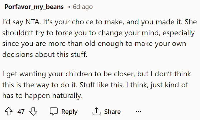 We agree with everyone here because he is definitely NTA at all.