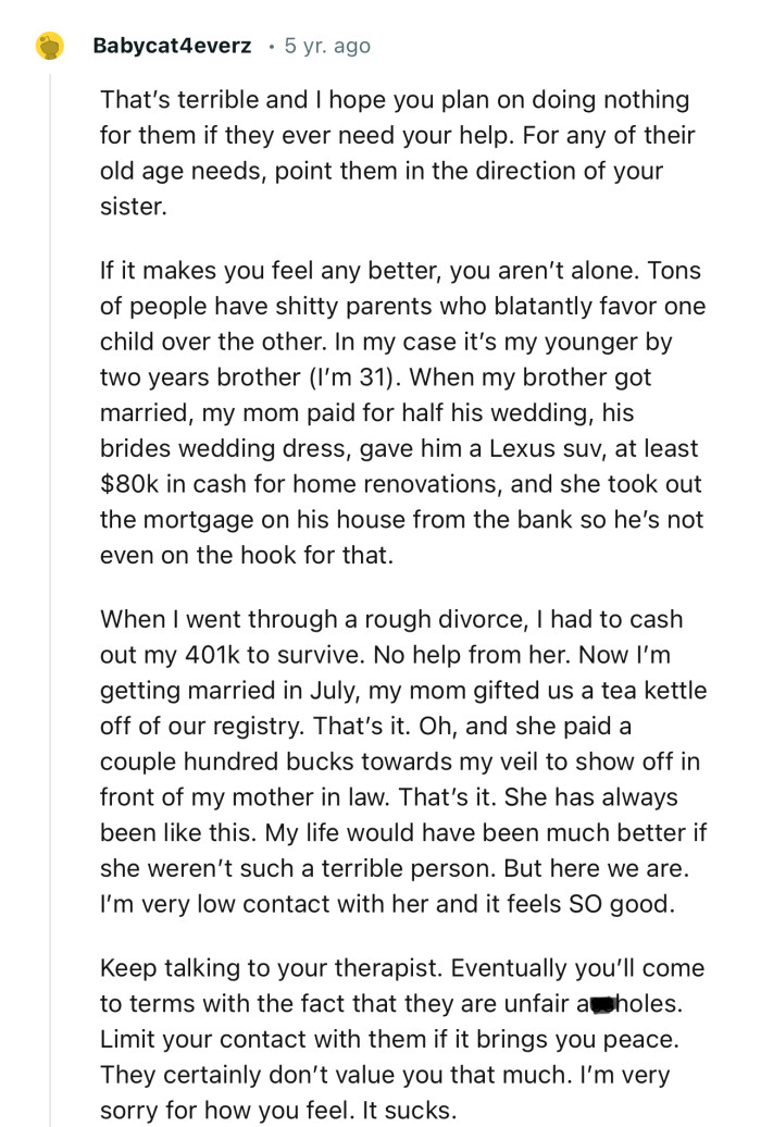 “They certainly don’t value you that much. I’m very sorry for how you feel. It sucks.”