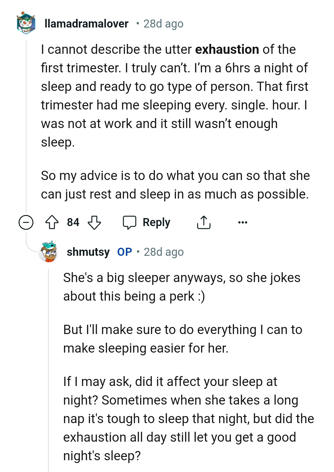 12. Letting her rest and sleep as much as possible